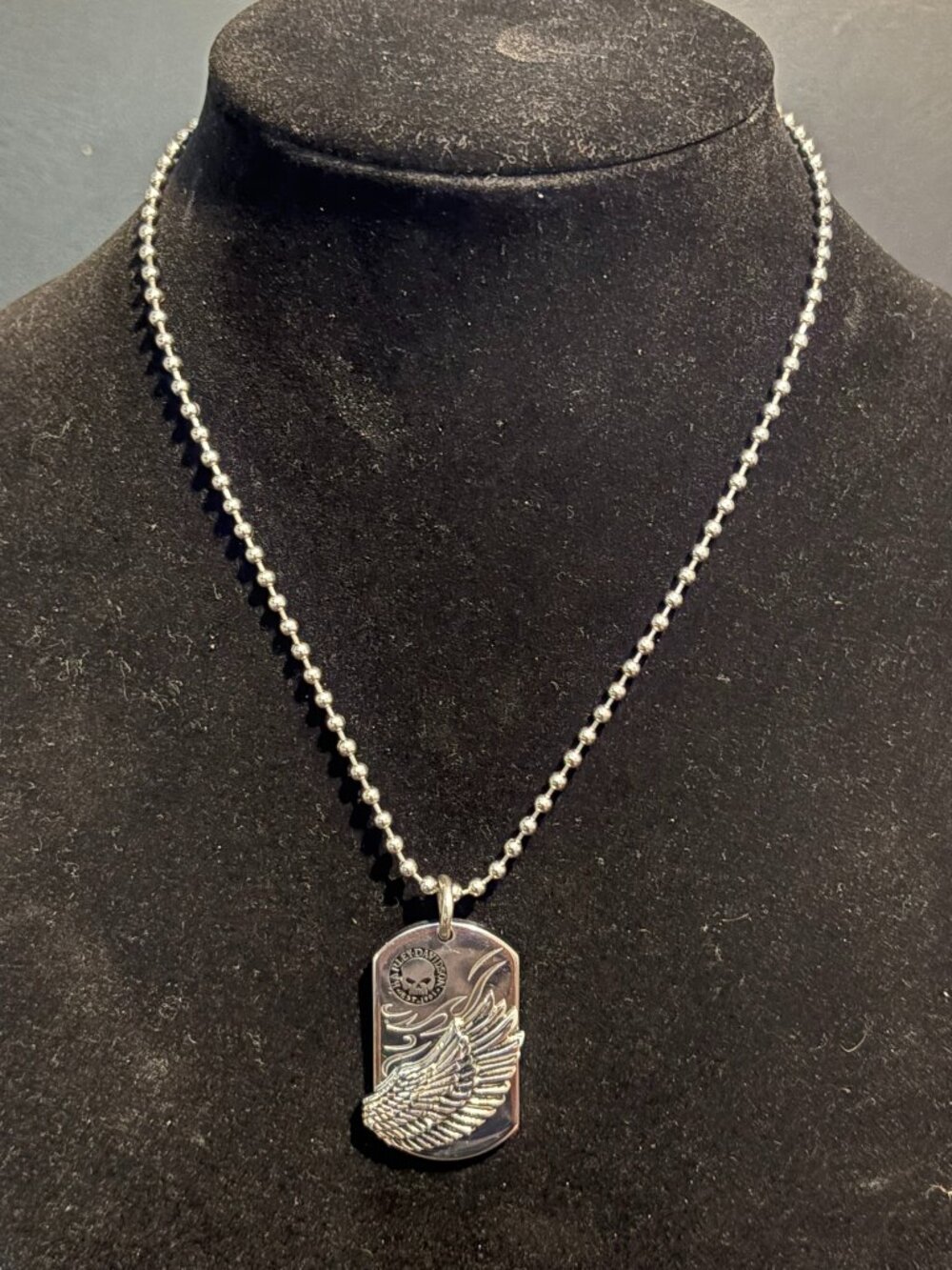 HARLEY DAVIDSON STAINLESS STEEL DOG TAG NECKLACE